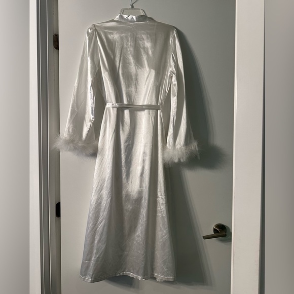 White Satin Robe & Cami Slip Dress - Picture 3 of 7